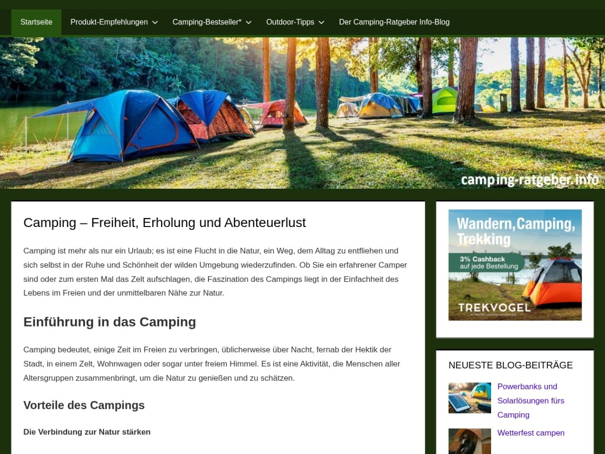 Camping Ratgeber - Für Einsteiger und Profis