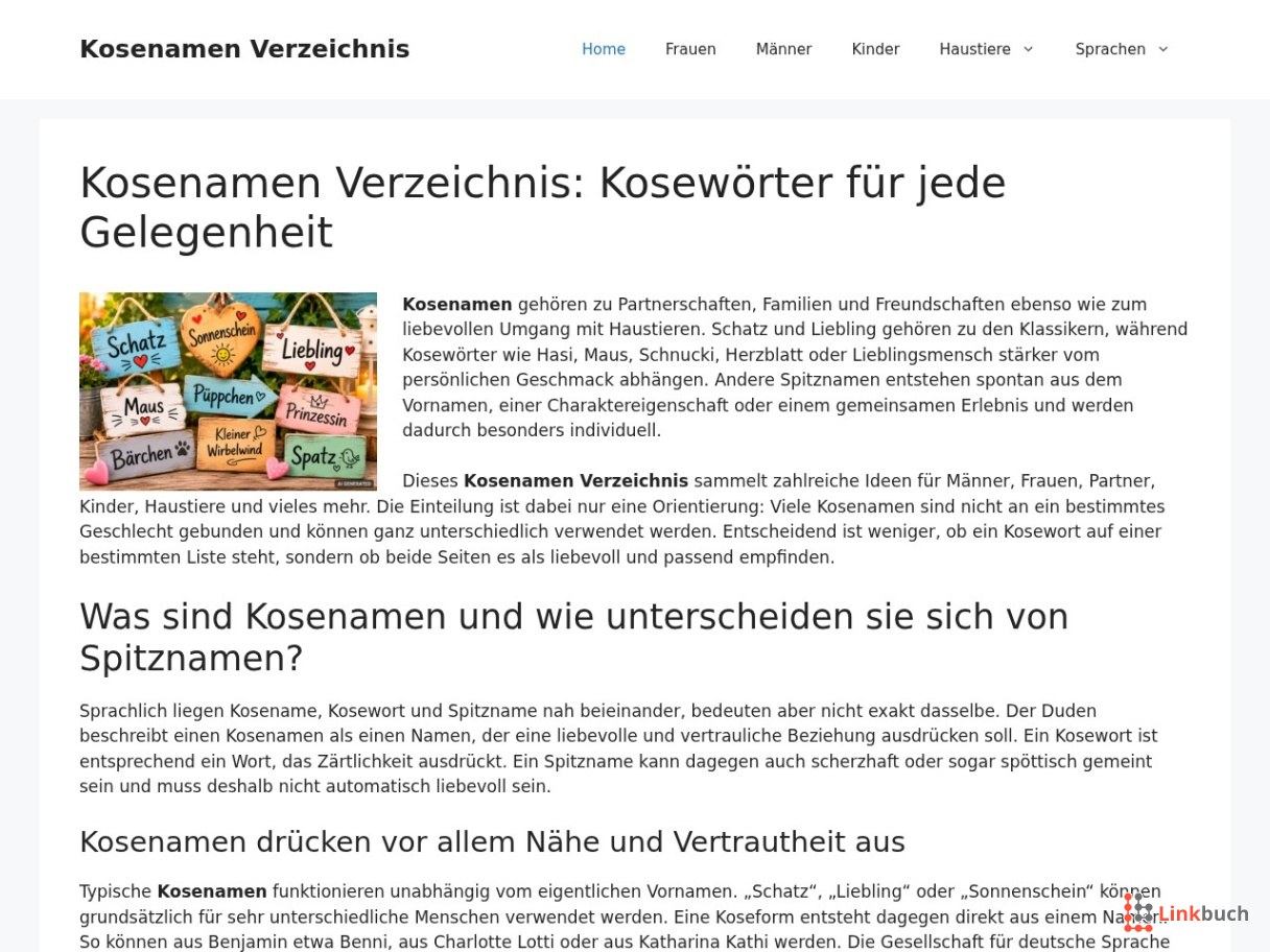 Kosenamen Verzeichnis
