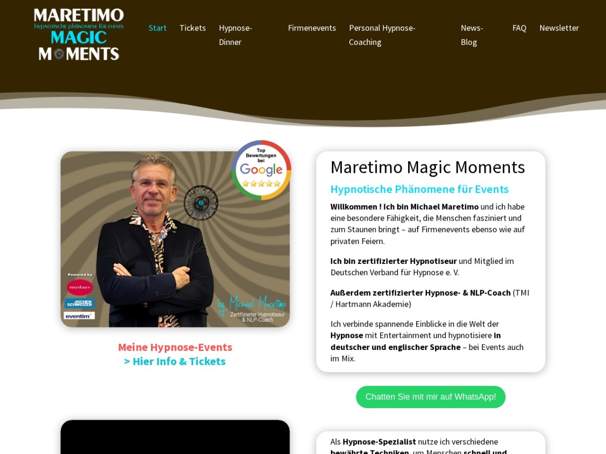 Hypnose Erlebnisabende - Maretimo Magic Moments